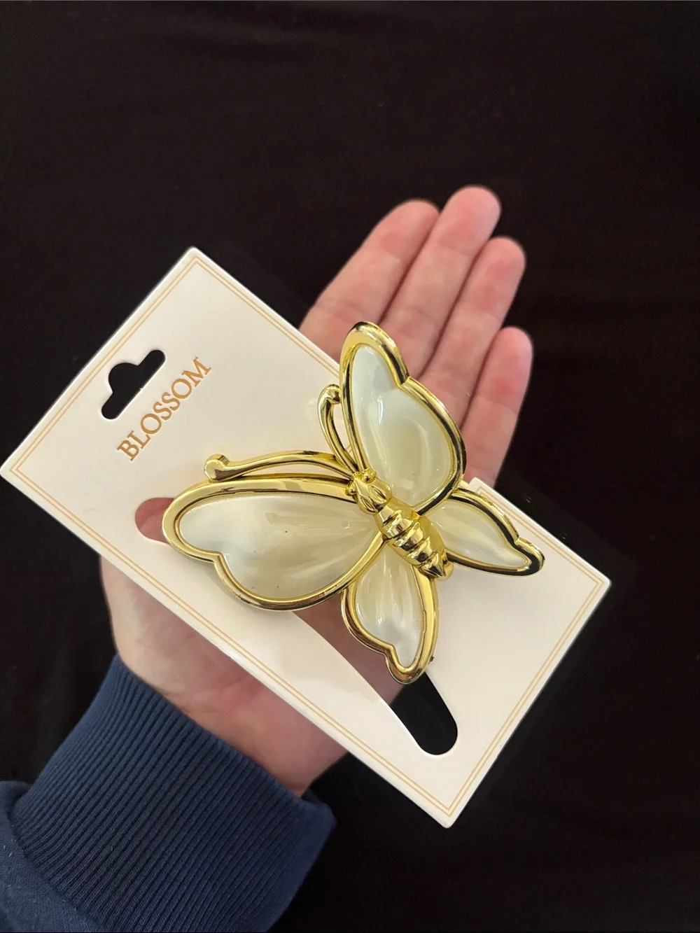 Gold-Tone Pastel Butterfly Hair Clips Set Pink, Blue, Lavender, Cream Set Of 6